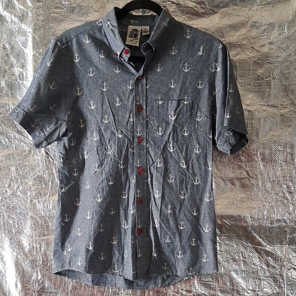 Nautical Anchor Print Blue Shirt